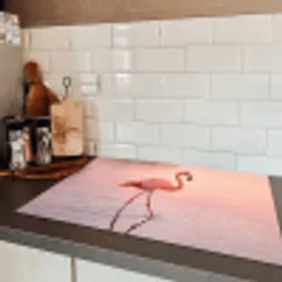 Flamingo - Water - Roze Inductie beschermer vinyl 3mm klein -sfeer3