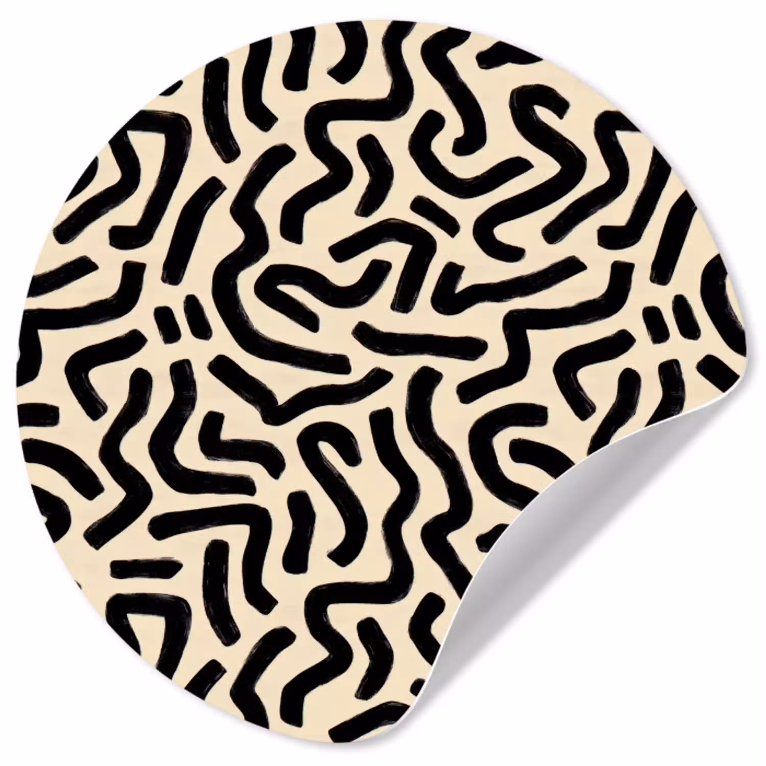 Abstract - Lijnen - Zwart Wandcirkel behangsticker klein 186 -3d