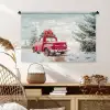Auto - Rood - Cadeaus - Winter - Sneeuw - Kerst Wandkleed katoen middel -sfeer5