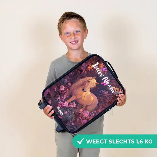 Paard - Bloemen - Paars - Vlinder Kinderkoffer - Zwart klein -sfeer4_NL