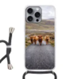 Schotse Hooglanders - Weg - Landschap - Kudde Hoesje iPhone 16 Pro Max met koord klein -3d