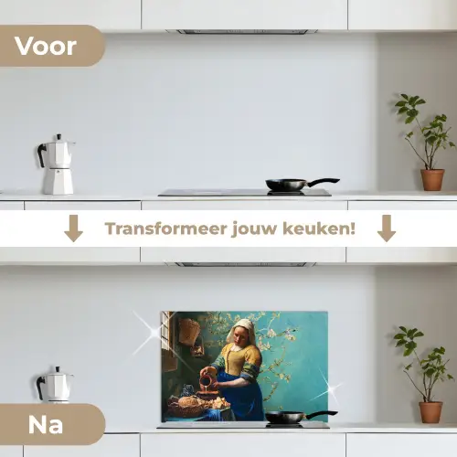 Melkmeisje - Amandelbloesem - Van Gogh - Vermeer - Schilderij - Oude meesters keuken achterwand spatscherm klein -voor_na_NL