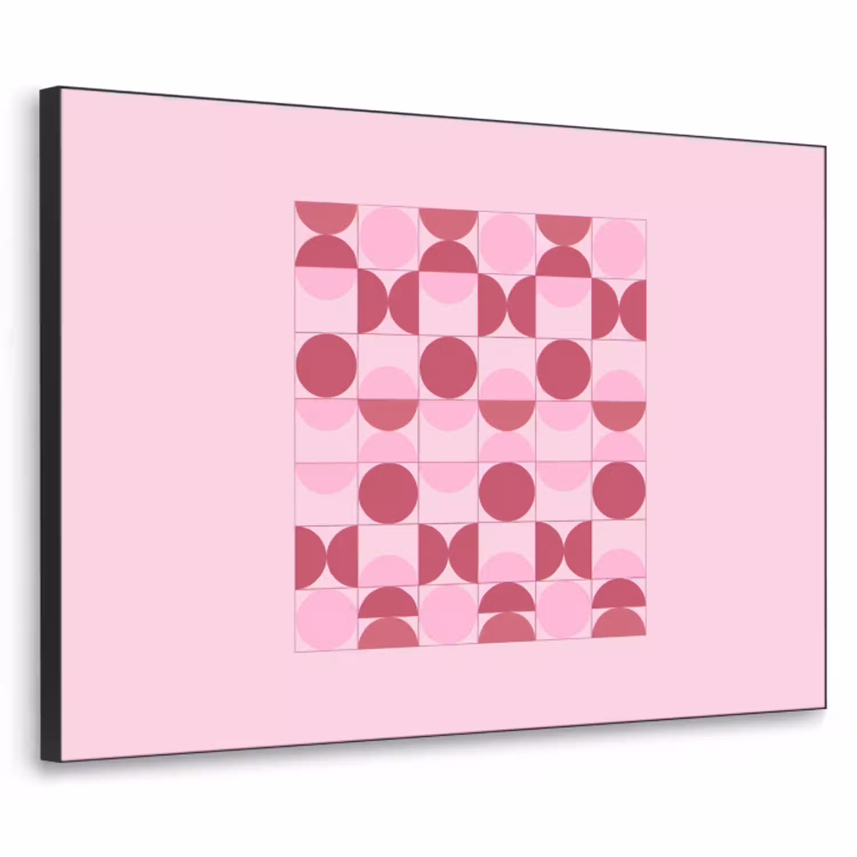 Abstract - Geometrisch - Cirkels - Roze - Modern Textielframe zwart klein -3d