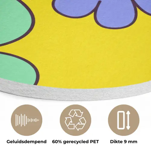 Bloemen - Illustratie - Kleurrijk Akoestische PET Vilt - Rond klein -closeup_NL