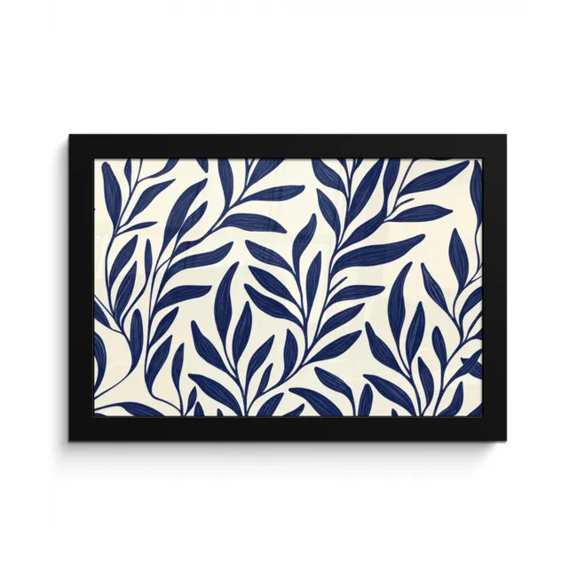 Bladeren - Klimop - Donkerblauw fotolijst zwart zonder passe partout klein -3d