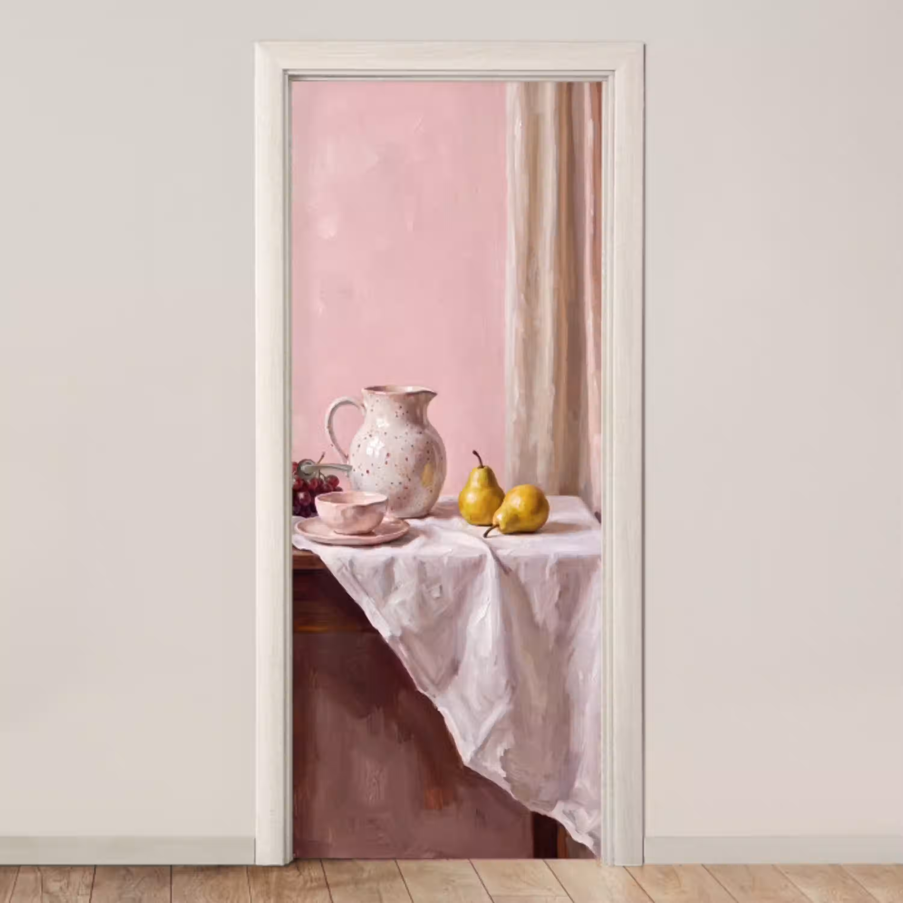 Stilleven - Fruit - Roze deurposter klein -3d_beige