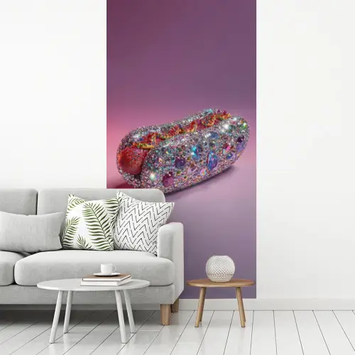 Hotdog - Steentjes - Glitters - Paars fotobehang vinyl groot -woonkamer