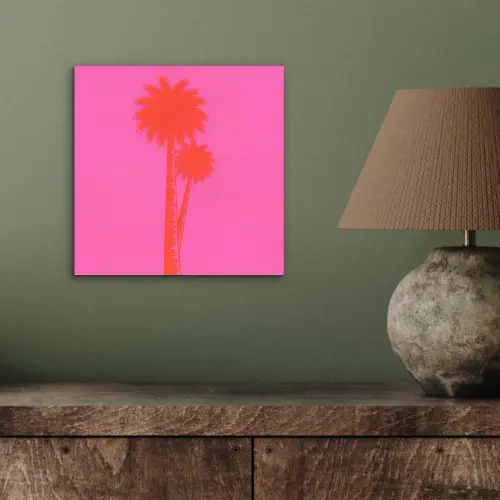 Palmbomen - Modern - Roze aluminium wit klein -sfeer2