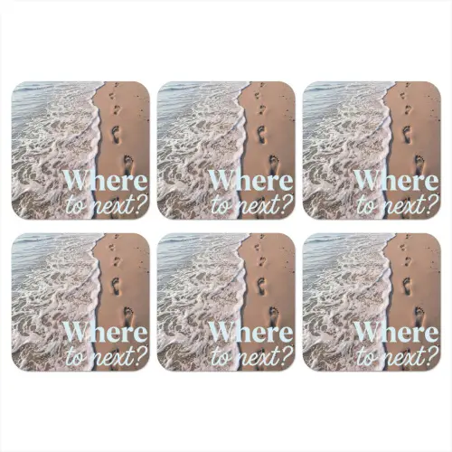 Where to next - Strand - Voetstappen onderzetter kurk middel -3d