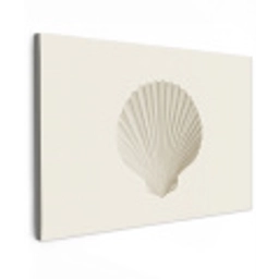 Schelp - Minimalistisch - Wit Tuinposter op houten frame 2 cm dik klein -3d