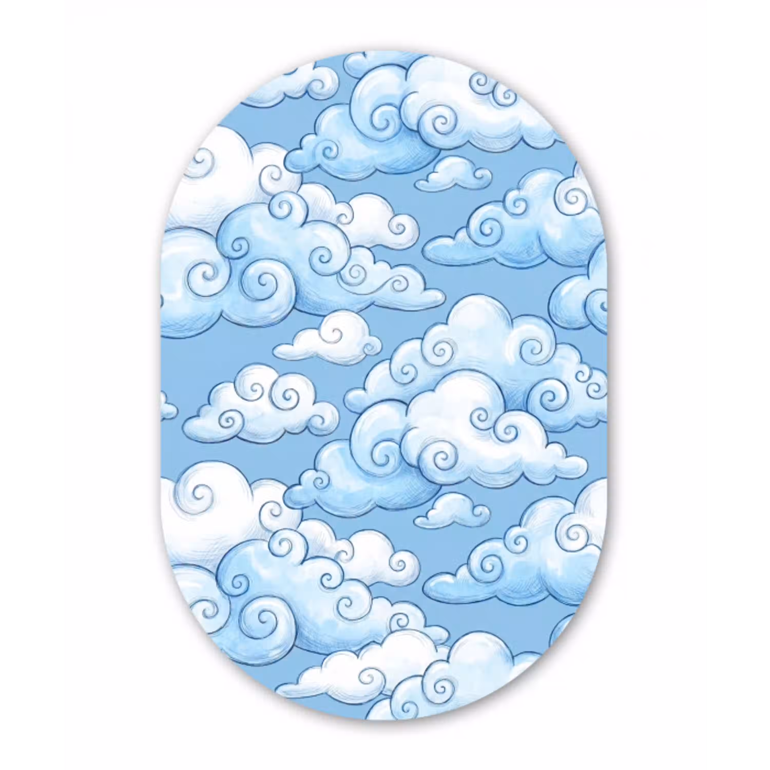 Wolken - Patroon - Hemel - Illustratie - Wit Wandcirkel Ovaal Aluminium middel -3d