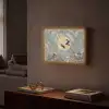 Kraanvogels - Maan - Bloemen - Blauw Light Box met batterij (Wandlamp) middel -sfeer1
