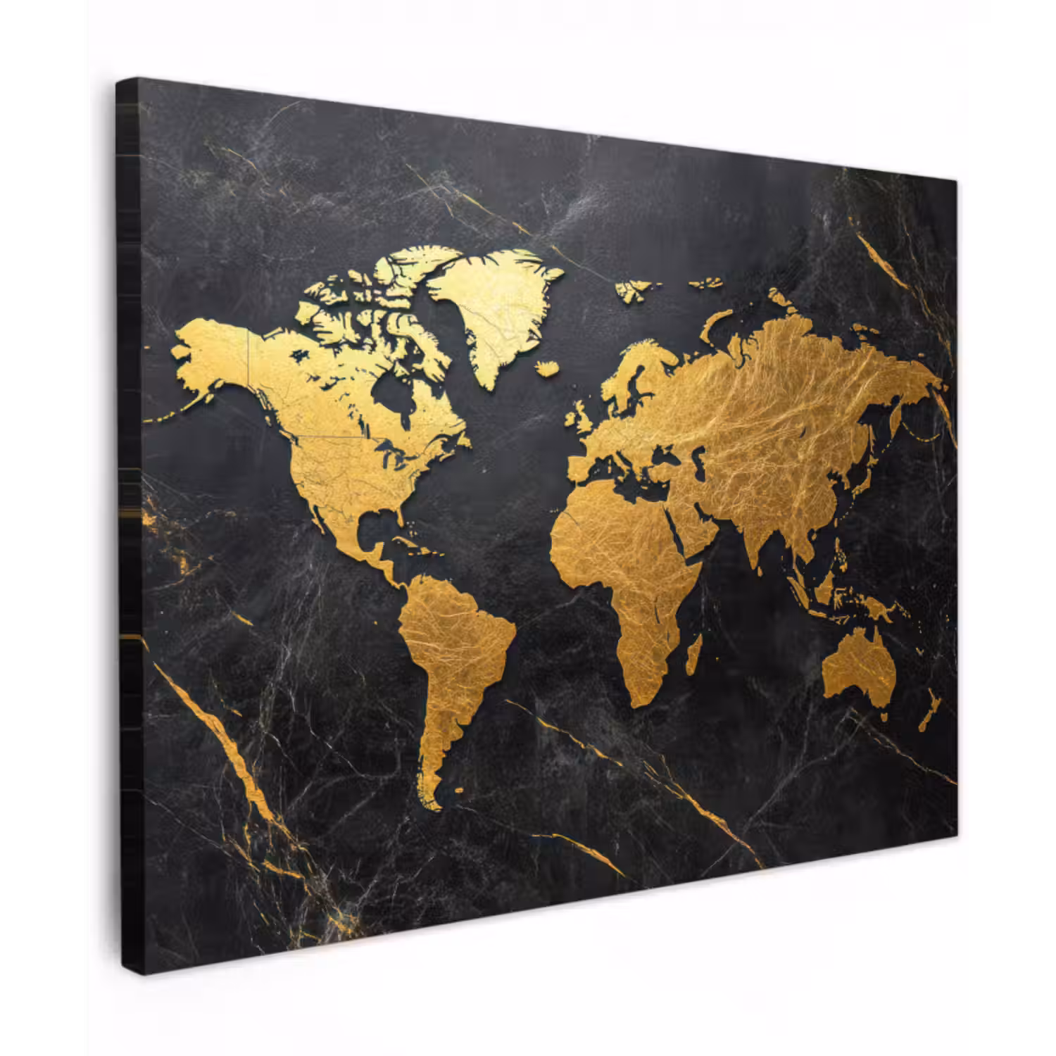 Leinwandbild - Weltkarte - Gold - Marmor