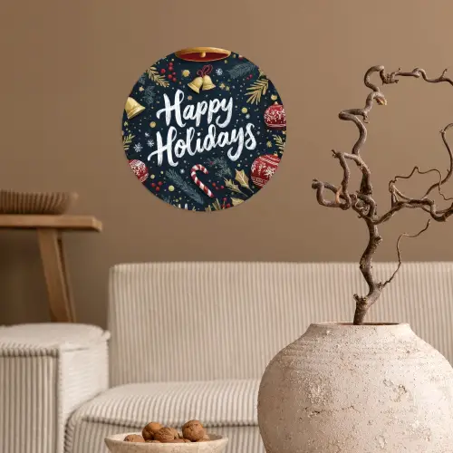 Feestelijk - Kerstgroet - Kleurrijk Wandcirkel behangsticker klein -sfeer1