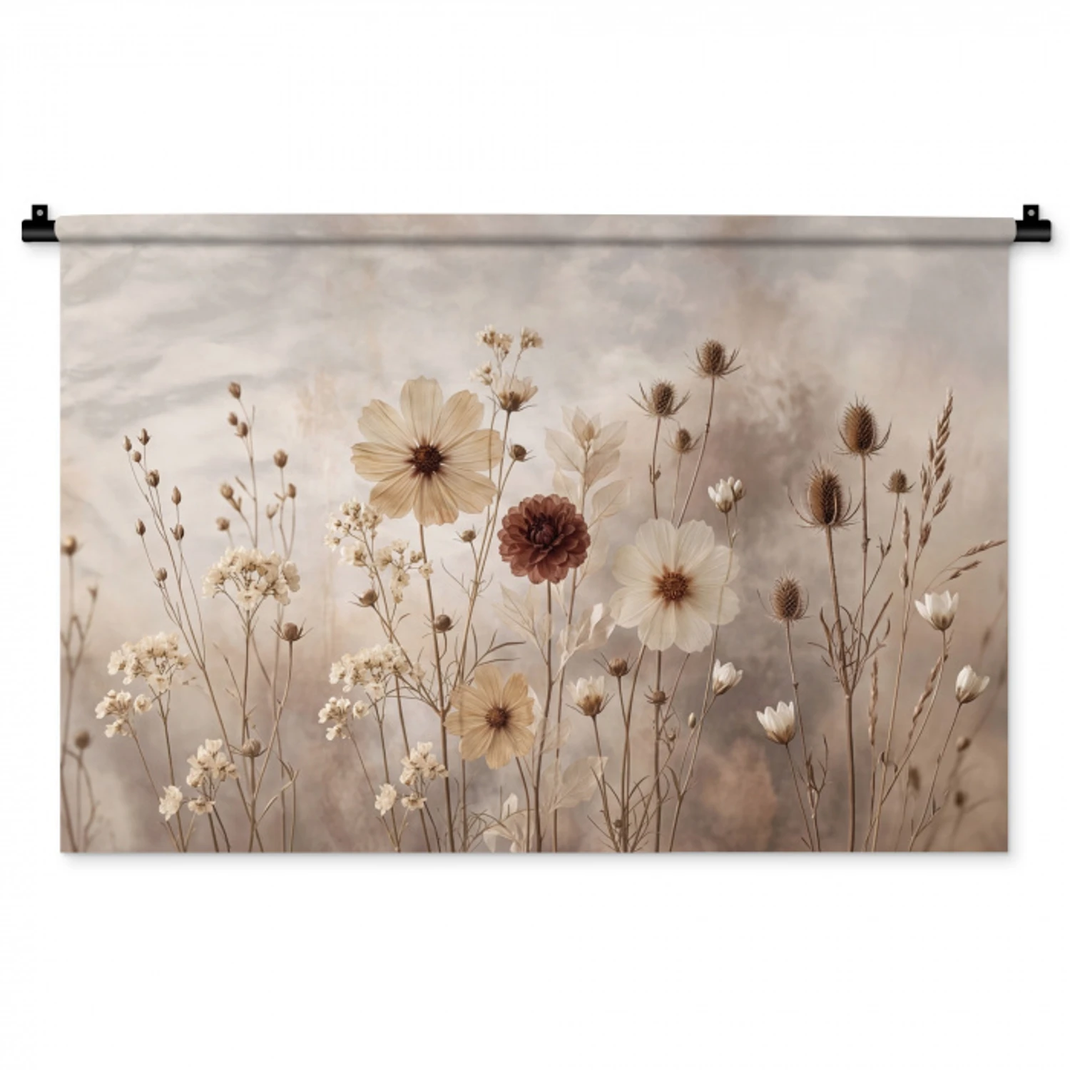 Wilde bloemen - Botanisch - Vintage - Natuur - Rustiek Wandkleed katoen middel -zz3d
