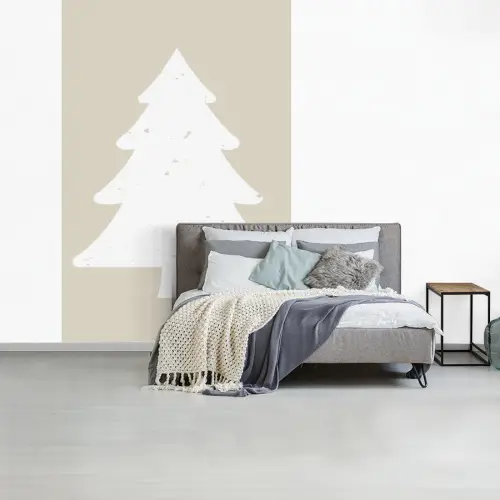 Japandi - Kerstboom - Beige - Kerstversiering fotobehang vinyl groot -slaapkamer