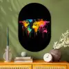 Wereldkaart - Verf - Kleurrijk - Graffiti - Wereld Wandcirkel Ovaal Glas middel -sfeer2