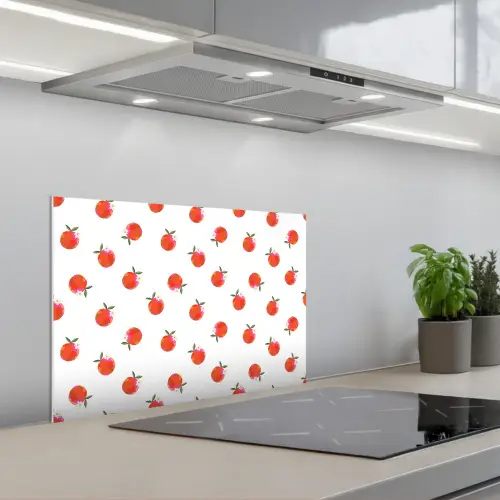 Oranje - Sinaasappel - Bloemetje keuken achterwand spatscherm klein 900 -3d_schuin