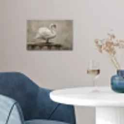 Zwaan - Elegant - Dieren - Wit poster papier klein -sfeer3
