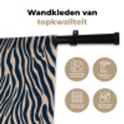 Zebra - Patroon - Blauw - Beige Wandkleed katoen klein 269 -sfeer2