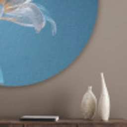 Lelies - Blauw - Glazen Akoestische PET Vilt - Rond klein -sfeer5_closeup