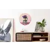 Stoel - Vaas - Bloemen - Geblokt Wandcirkel aluminium klein -kantoor