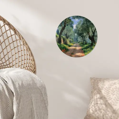 Pad - Bomen - Schaduw - Wandcirkel behangsticker klein -sfeer4