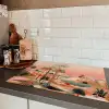 Roze landschap - Palmen - Water Inductie beschermer vinyl 3mm klein -sfeer3