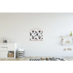 Lijnen - Gezichten - Zwart - Wit textielposter latten blank klein 122 -kinderkamer