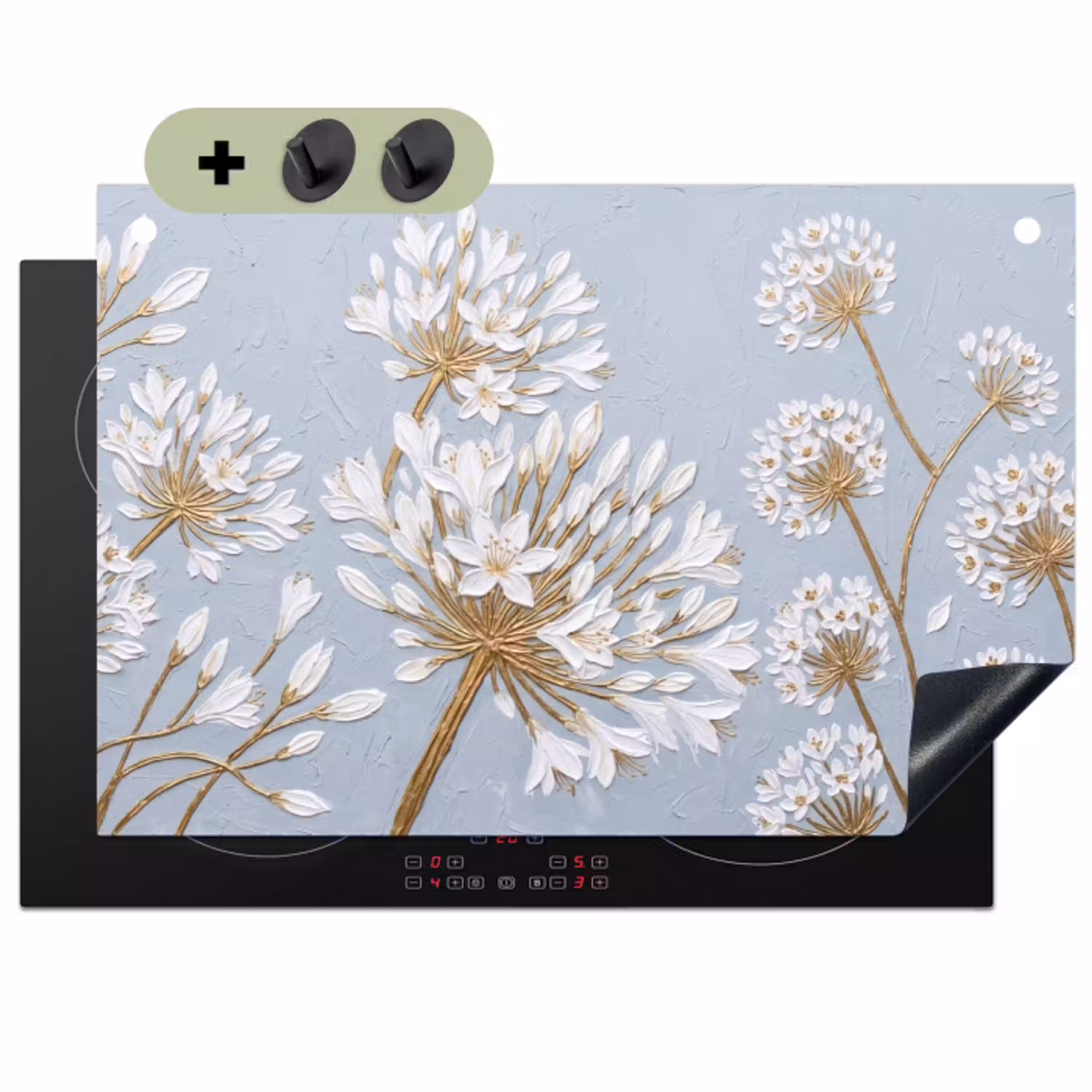 Illustratie - Bloemen - Blauw Inductie beschemer met haakjes klein -3d