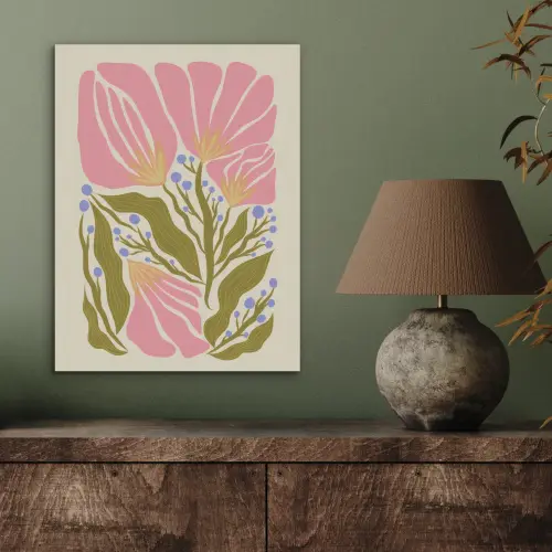 Bloemen - Bladeren - Abstract - Roze PET vilt klein -sfeer2