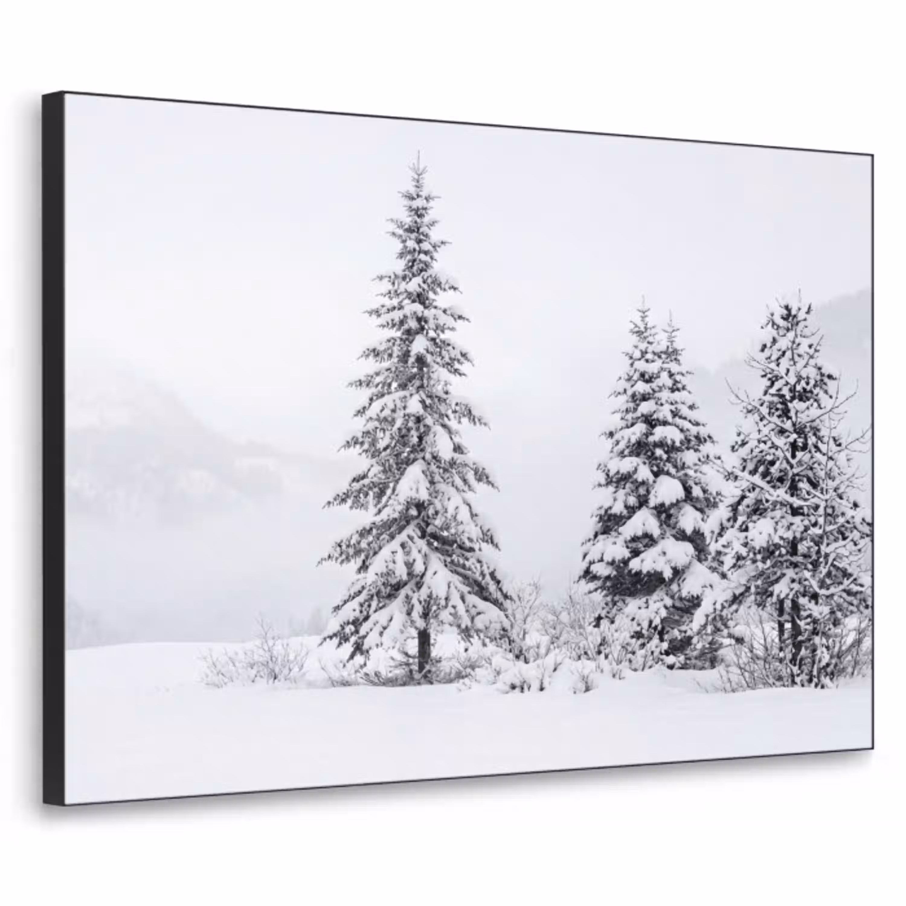 Fijnsparren - Sneeuw - Winter - Landschap - Stilte Textielframe zwart klein -3d