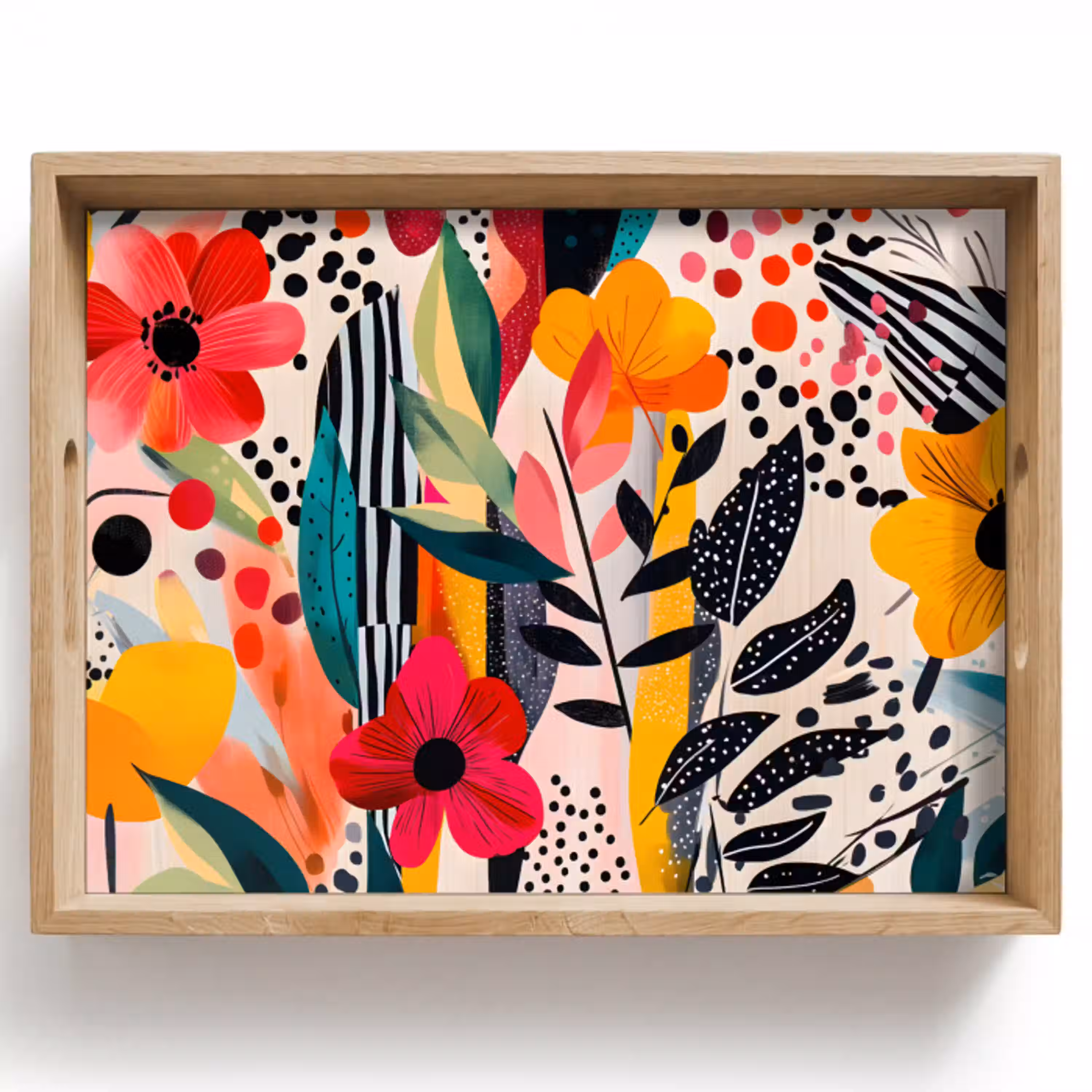 Bloemen - Bladeren - Abstract - Kleurrijk Dienblad Rechthoek middel -z3d_shopping
