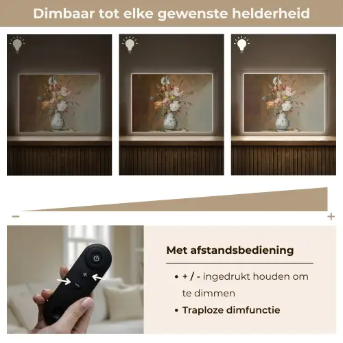 Oude meesters - Bloemen - Balthasar van der Ast Light Box met batterij (Wandlamp) middel -USP_dimbaarNL