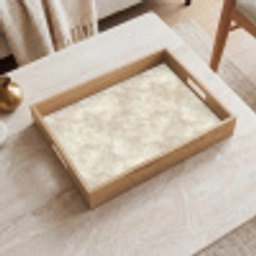 Beige - Reliëfstructuur - Natuursteen Dienblad Rechthoek middel 911 -sfeer1