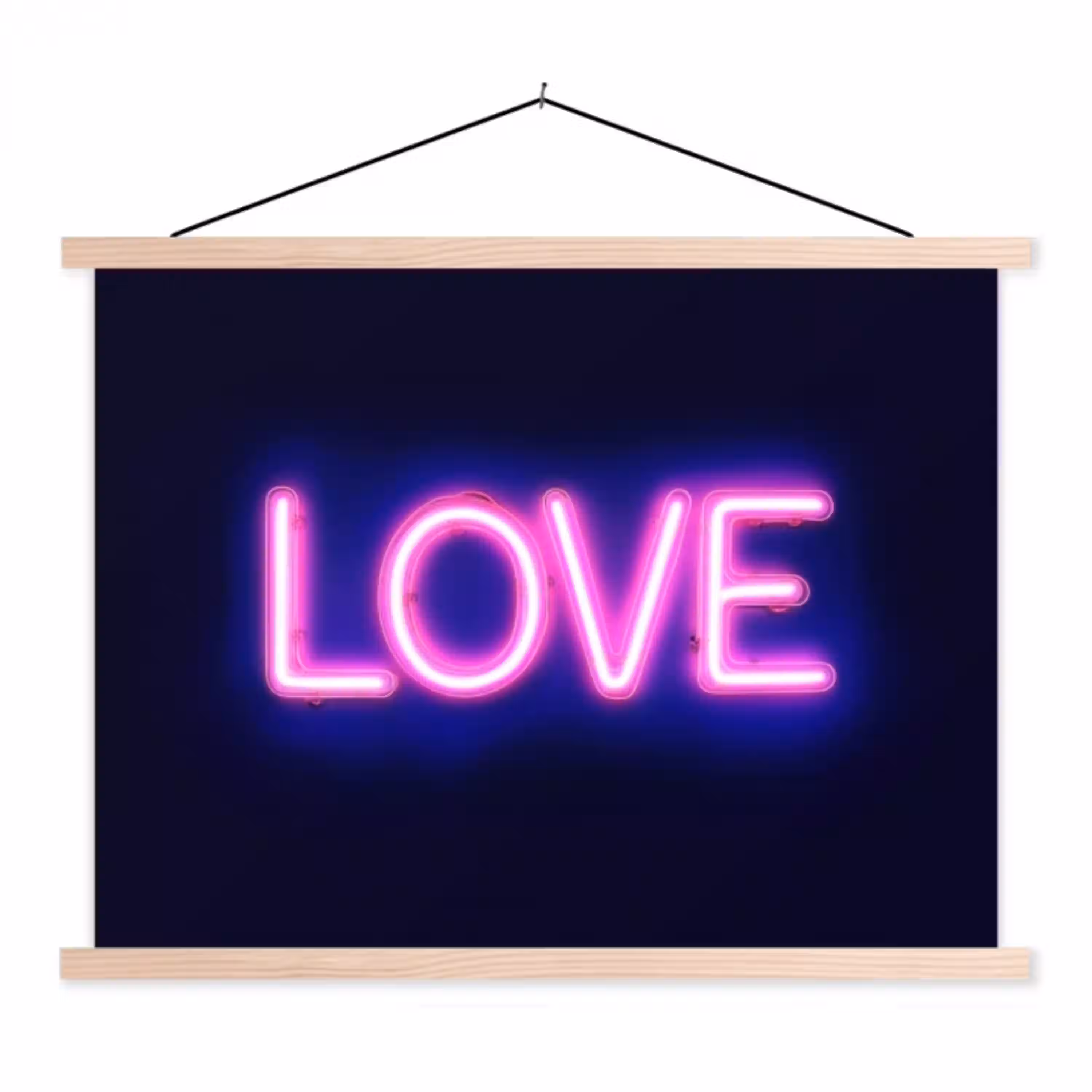 Neon - Love - Valentijn textielposter latten blank klein -3d