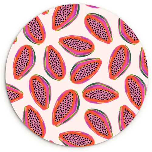 Papaja - Zaden - Patroon Wandcirkel plexiglas klein 852 -3d