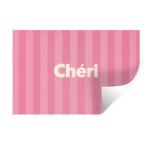 Gestreept - Roze - Chéri Muursticker klein -3d