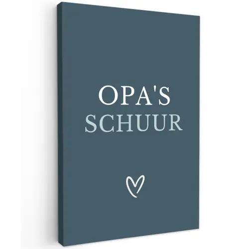 Opa's Schuur met Hart Tuinposter op houten frame 2 cm dik klein -3d
