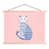 Kat - Illustratie - Minimalistisch - Roze textielposter latten blank klein -3d