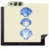 Schelpen - Blauw - Beige Inductie beschemer met haakjes middel -3d