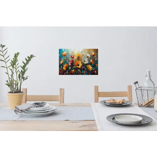 Watercolor - Bloemen - Kunst - Modern Muursticker klein -eettafel