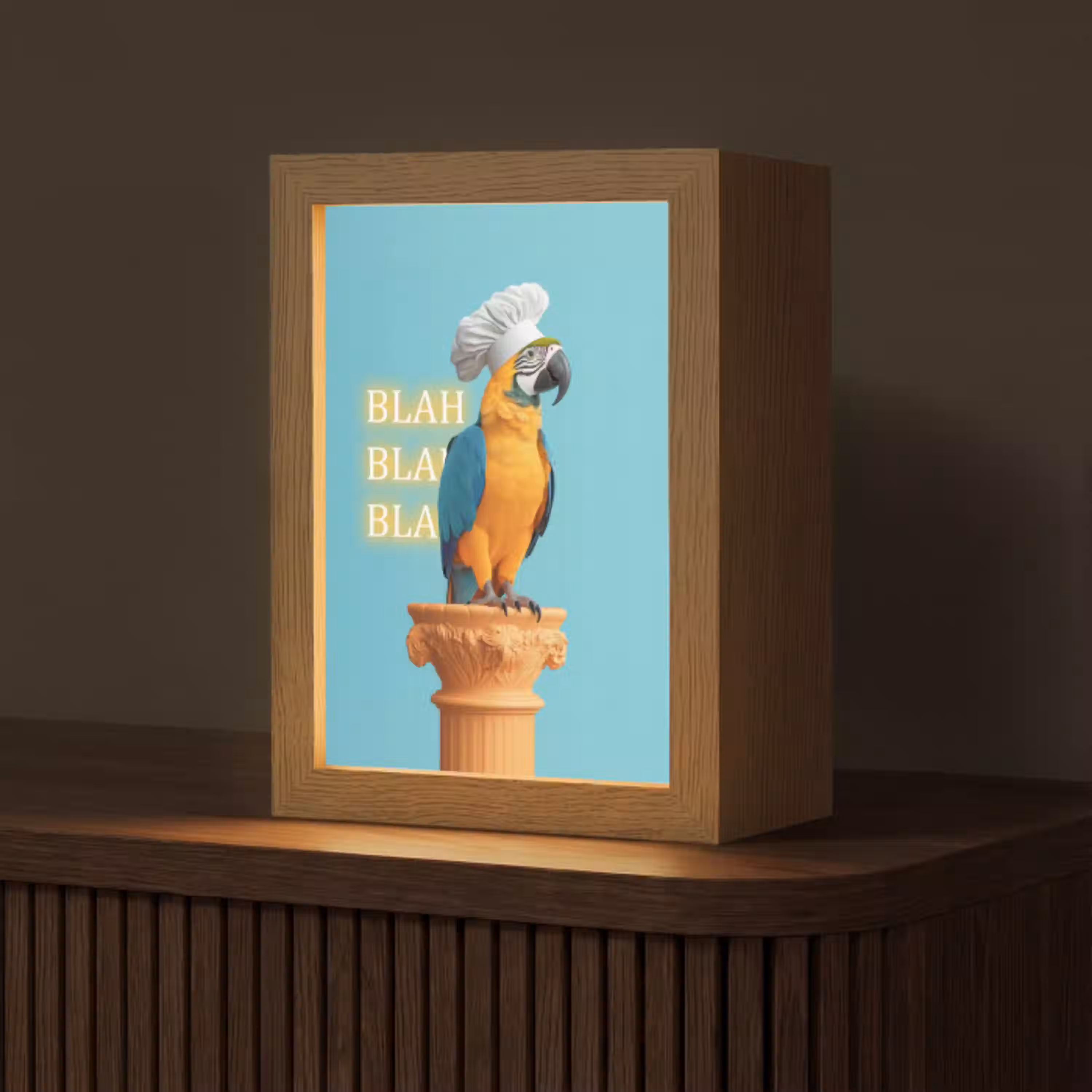 Papegaai - Koksmuts - Quote - Neon Light Box met kabel (Tafellamp) klein -z3d_website