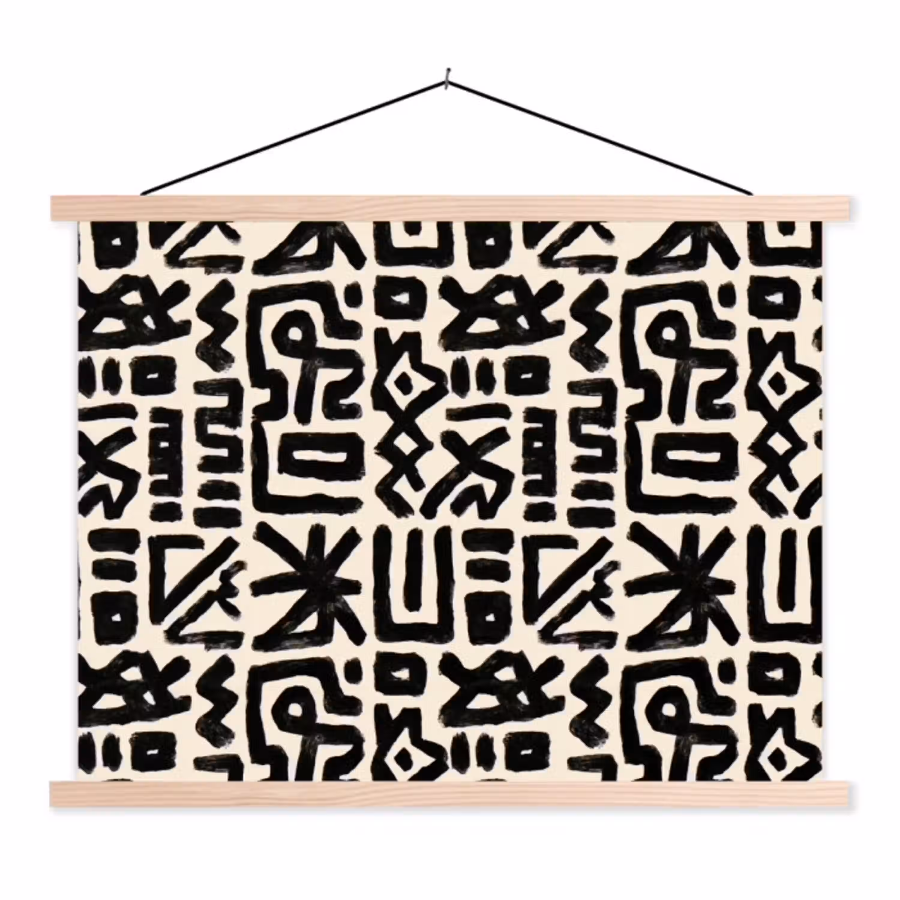 Geometrisch - Figuren - Zwart textielposter latten blank klein 122 -3d