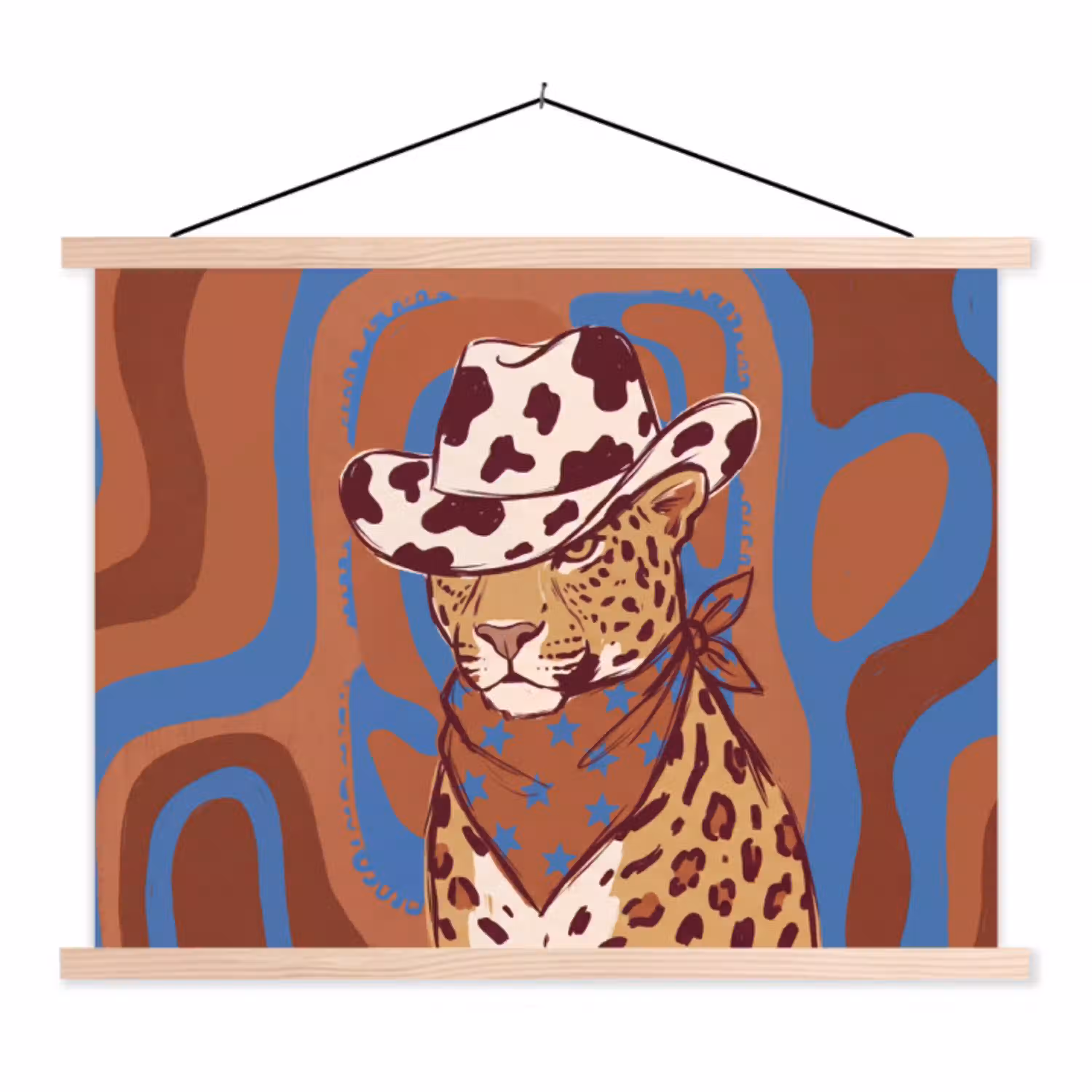 Dieren - Cowboyhoed - Modern - Illustratie - Bruin textielposter latten blank klein -3d