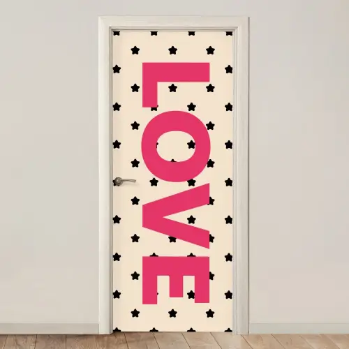 Love - Stippen - Roze deurposter klein -3d_beige