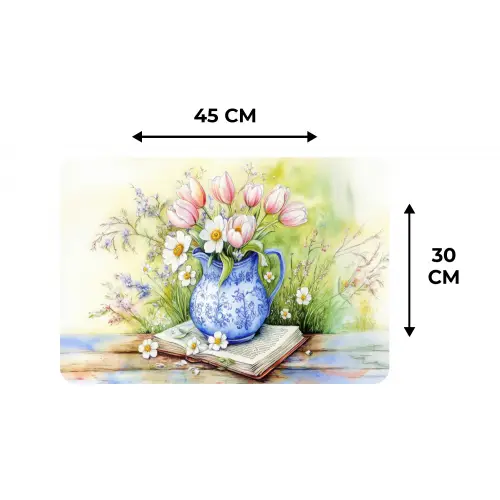 Vaas - Delftsblauw - Madeliefjes Placemat vinyl groot -specs