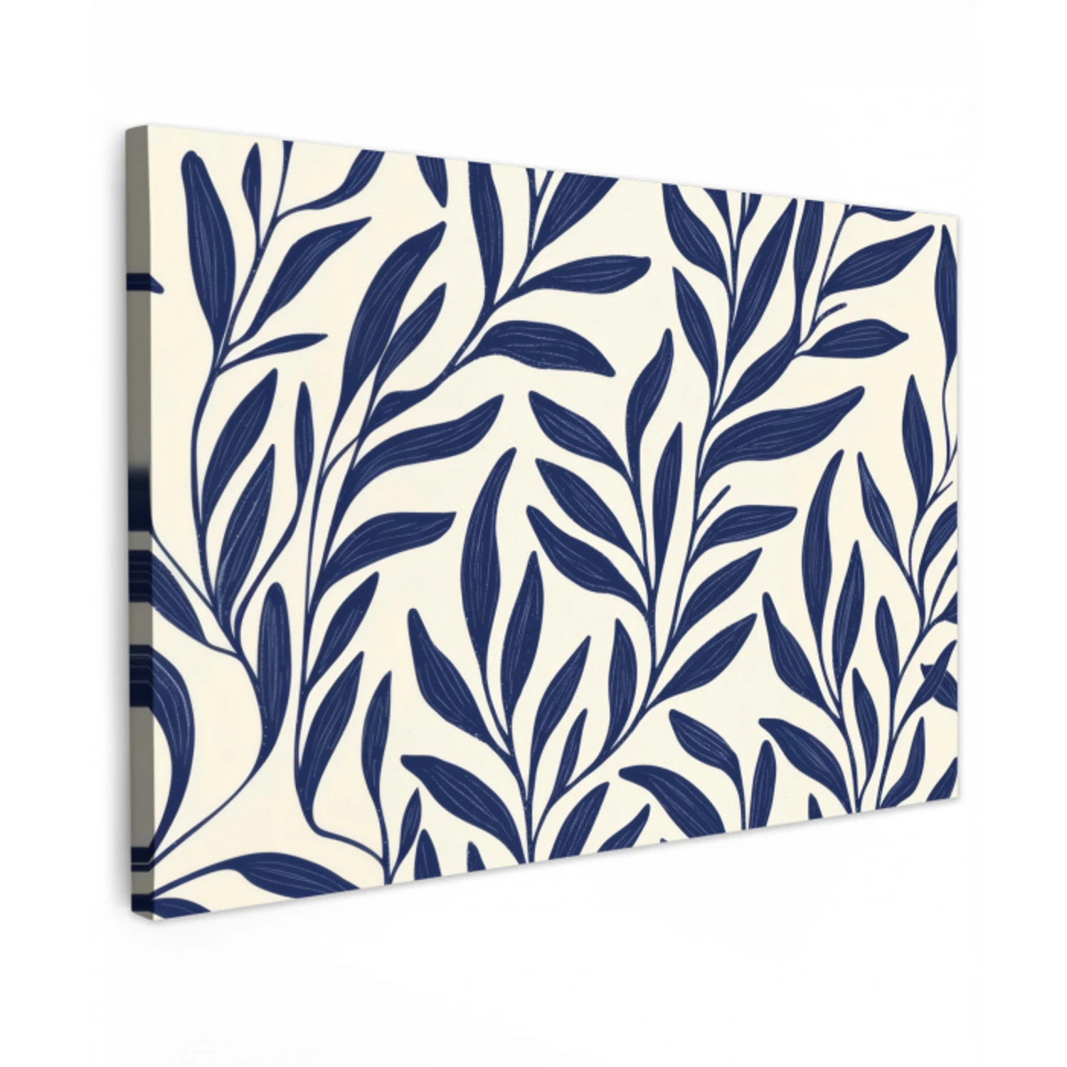 Bladeren - Klimop - Donkerblauw Tuinposter op houten frame 2 cm dik klein -3d