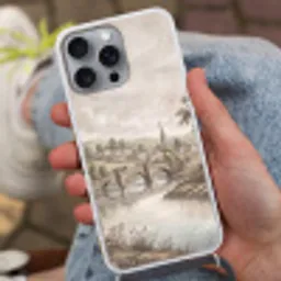 Dorp - Brug - Uitzicht - Groen Hoesje iPhone 16 Pro Max met koord klein -sfeer3