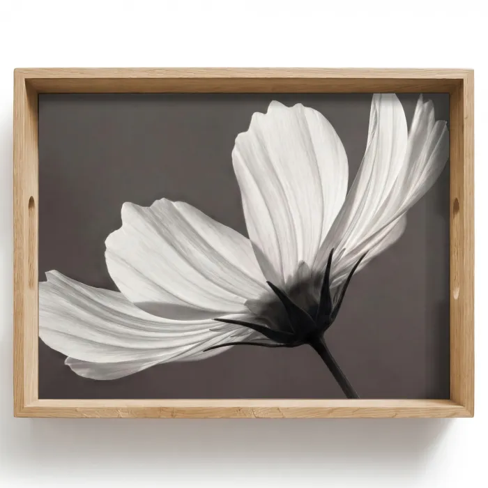 Bloem - Minimalistisch - Zwart - Wit Dienblad Rechthoek middel -z3d_shopping